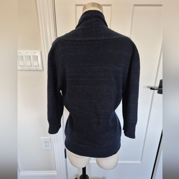 Neiman Marcus Sweater Navy Blue Cashmere 3/4 Sleeve Sparkle Cardigan Size L - Picture 4 of 13